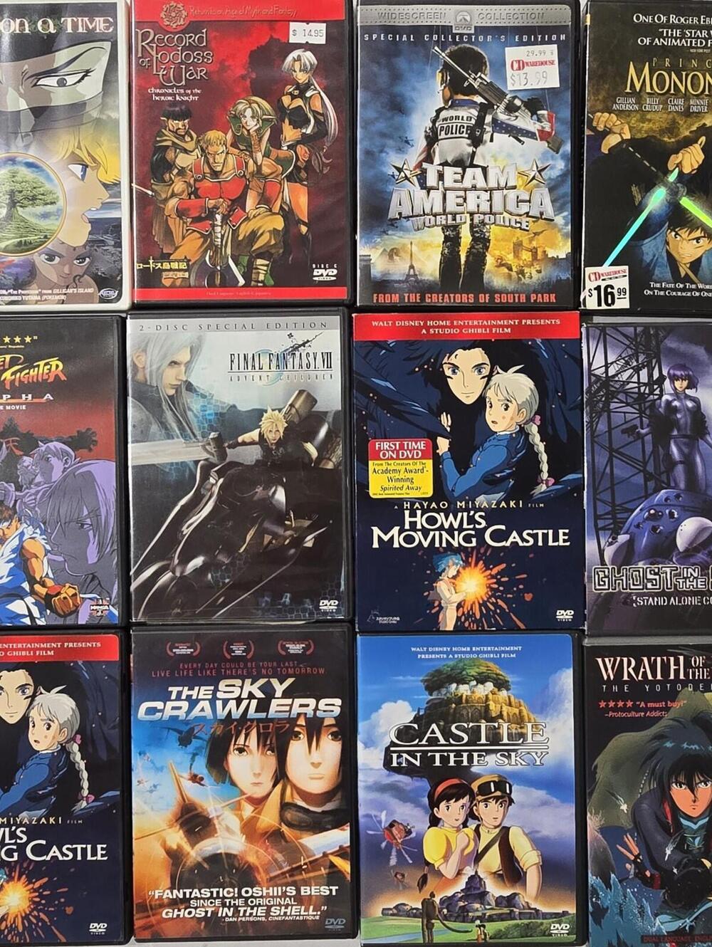 Anime DVD Lot Studio Ghibli Ghost Shell Final Fantasy Team America 13 Discs .